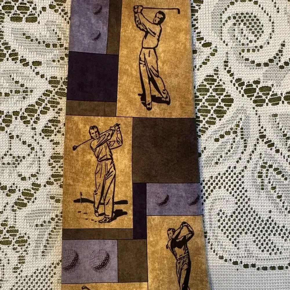 Men's Necktie Sport Golf Swing Golf Caddy Larson Brothers Ties 100% Silk 60